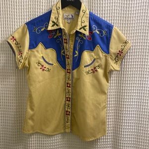 Panhandle Slim Vintage Western Embroidered Cowgirl Rodeo Snap Front Shirt Medium